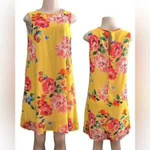 Jessica Howard JH Yellow Floral Flowy Sleeveless Shift Dress Size 10 Medium